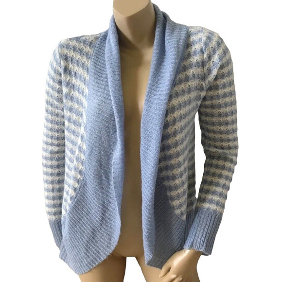 KIM ROGERS Womens Size Small Long Sleeve Open Front Striped Cardigan Sweater - Picture 1 of 4